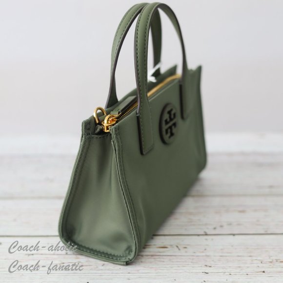 NWT Tory Burch Ella Nylon Mini Tote Crossbody Bag Purse in Palm Leaf Green - Picture 5 of 12